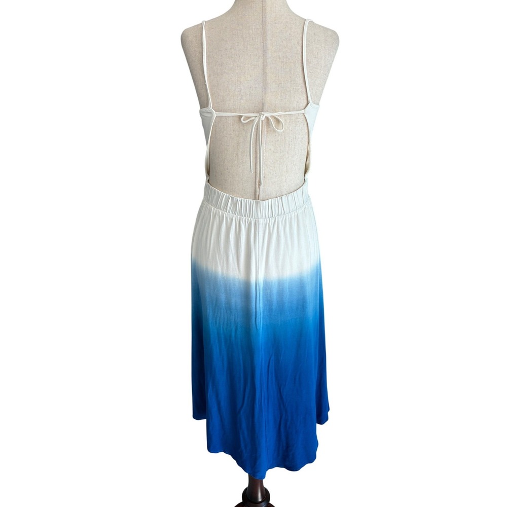 Bebe Womens White Blue Ombre Dip Dye Open Back Midi Dress Small SKU232739 - Picture 4 of 10